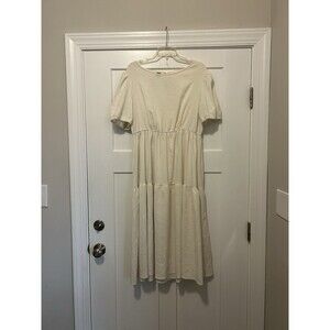 Ivory Thin Tiered Dress Size 1X Maxi Beachy Ruffle Cottagecore Resort Fairycore